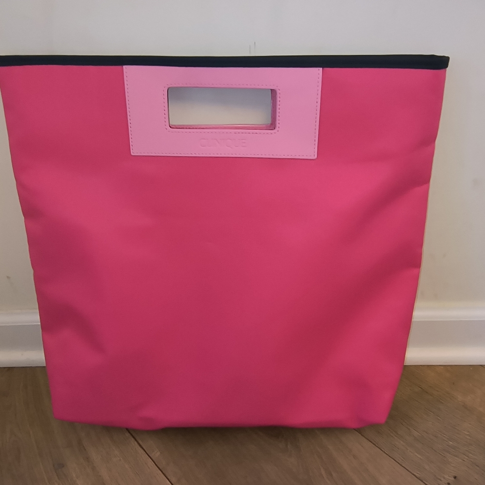 CLINIQUE Hot Pink Tote Bag - 17" Wide X 15" Tall